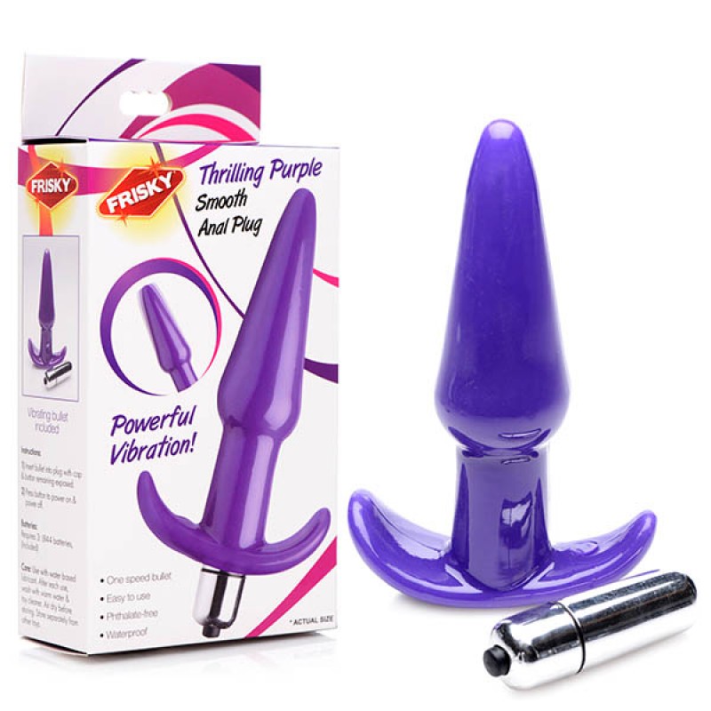 Frisky Smooth Vibrating Anal Plug - Purple